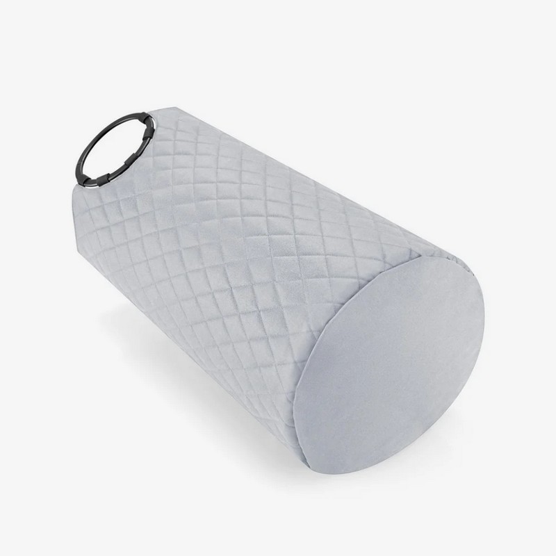 Cesto per biancheria trapuntato grigio chiaro con maniglie, da 65 litri